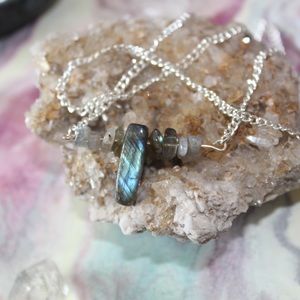 Reiki Charged Labradorite Bar Necklace